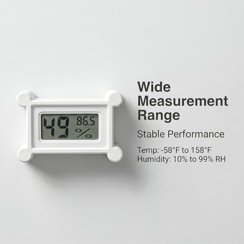 2 Pcs Reptile Thermometer and Humidity Gauge, Digital Thermometer with Strong Magnet, Mini Digital Hygrometer with LCD Screen for Reptile Terrariums and Seed Starter Trays