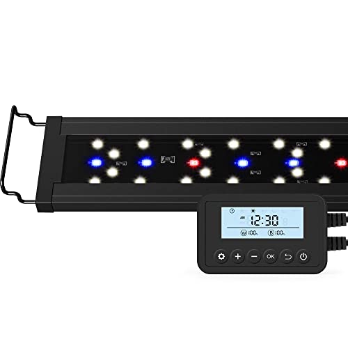 NICREW SkyLED Plus Aquarium Plant Light, Freshwater Fish Tank Light with Ramp Up and Dim Down, Spectrum Adjustable and Lighting Schedule Programmable with Controller, 36-48 Inches, 36 Watts - size: 36 - 48 in