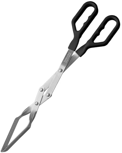 Pitmaster Heavy Duty Long Metal Kitchen Tongs, BBQ Tongs, Stainless Steel Set for Outdoor Grill, Barbecue Tongs for Cooking Tongs Grilling Tongs. Not Locking Metal Tongs, Kitchen Utensils - color: Heavy-Duty Pitmaster (Black)