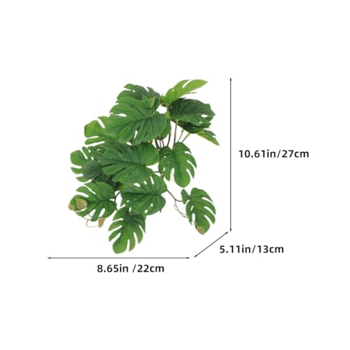 BESPORTBLE 2pcs Artificial Hanging Plant Pendant with Suction Cup for Reptile Terrarium Habitat Decor, 46 Leaves Monstera and Sweet Potato Vine Simulated Plastic Plants for Amphibians