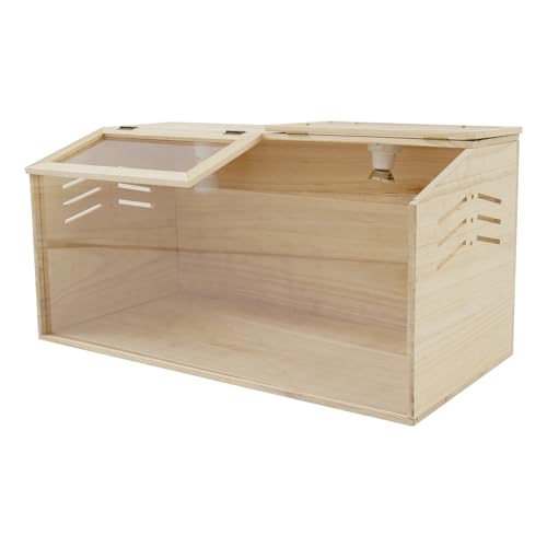 Quail Brooder Box, Soild Wood Brooder Box, Intelligent Breeding Boxes with Automatic Water Feeder Thermometer & Hygrometer Complete Set for Chicks Quail Birds Small Reptile Animals
