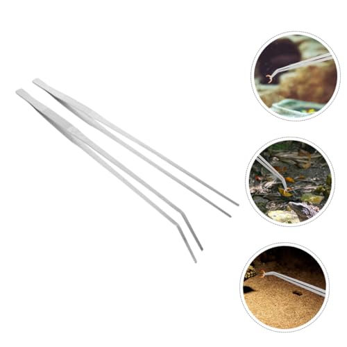 LIOOBO 2pc Reptile Feeding Tongs Stainless Steel Tweezers Long Handle for Terrarium Aquarium