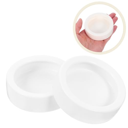 Ceramic Reptile Feeding Bowls Feeding Supplies 2 Pcs Round Food and Water Dishes with Stable Desktop Standing and Anti-Escape Design for Small Lizards and Reptiles