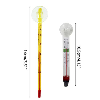 Aquarium Thermometer Glass Water Temperature Gauge with Suction Cup, Clear Easy Read for Fish Tank Marine Habitat - color: B