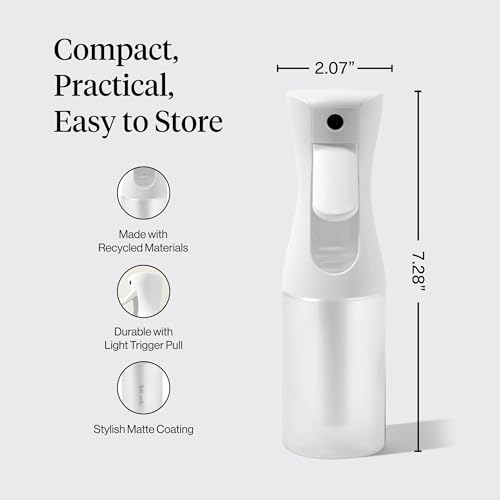 Kitsch Continuous Spray Bottle for Hair – Fine Mist Water Mister & Water Spray Bottle – Recycled Hair Spray Bottle – Spray Bottles for Cleaning, Styling, Plants & More – White, 150ml - color: White