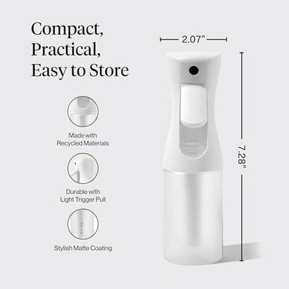 Kitsch Continuous Spray Bottle for Hair – Fine Mist Water Mister & Water Spray Bottle – Recycled Hair Spray Bottle – Spray Bottles for Cleaning, Styling, Plants & More – White, 150ml - color: White