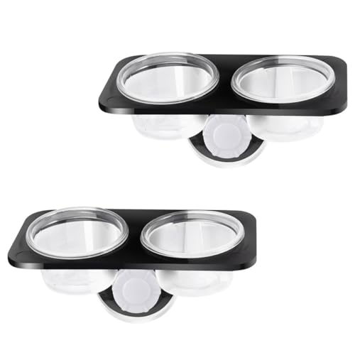 VILLCASE Reptile Feeder Food Bowl with Suction Cup, 2pcs Plastic Water Dish for Lizards and Geckos, Double Compartment Pet Feeding Container for Terrarium Use