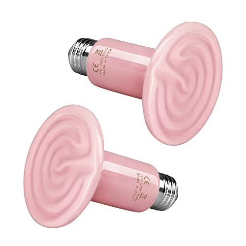 Simple Deluxe 150W 2-Pack Ceramic Heat Emitter Reptile Heat Bulb No Light, LCD Digital Aquarium Thermometer, for Reptile Amphibian, 2 Pack, Pink - color: Pink