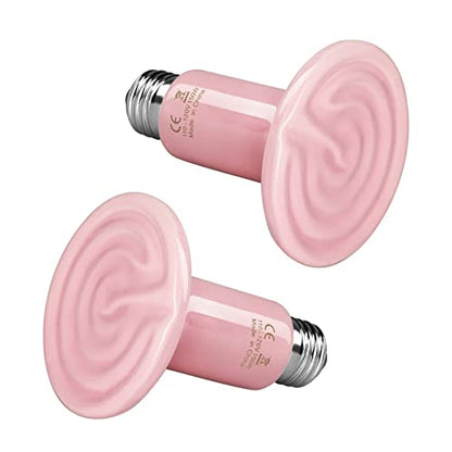 Simple Deluxe 150W 2-Pack Ceramic Heat Emitter Reptile Heat Bulb No Light, LCD Digital Aquarium Thermometer, for Reptile Amphibian, 2 Pack, Pink - color: Pink