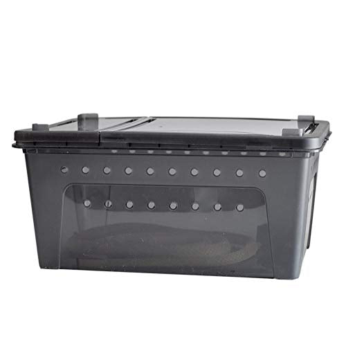OMEM Portable Reptile Terrarium Habitat for Mini Pet Houses Breathable Holes Stackable Container (2PCS-Black-L) - size: 2PCS-Black-L