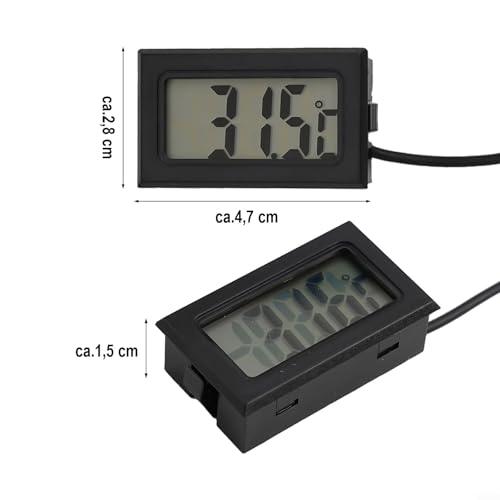 Digital for MINI Thermometer with LCD Display Waterproof Humidity Meter Sensor -50 to 110°C for Aquariums Terrariums and Liquid Measurement Includes for Battery and Black Cable(5 Meters) - size: 5 meters