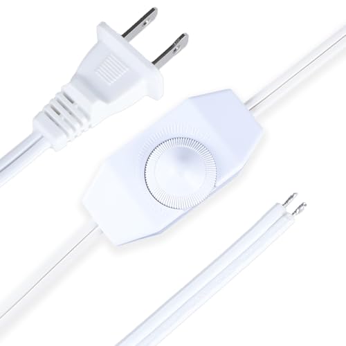 Dimmer Light Switch, 6FT Rotary Control for 120V 100W - Table Lamp Outdoor String Lights Dimmable Lights Dimming Thermostat Reptile - White Pack of 1 - color: White, size: 1 Pack - WA001