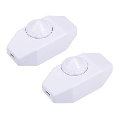 uxcell Rotary Cord Switch AC 250V 2A Slide Control Lamp Dimmer 100-Watt White (Pack of 2)