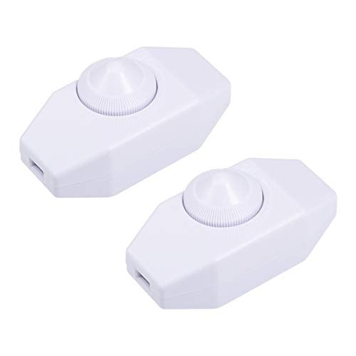 uxcell Rotary Cord Switch AC 250V 2A Slide Control Lamp Dimmer 100-Watt White (Pack of 2)