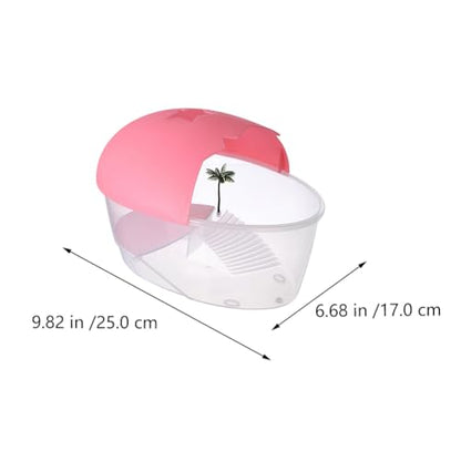 Turtle Tank Small Plastic Reptile Habitat Box with Basking Platform and Swimming .84X6.69X6.10 Inches Indoor Tortoise Terrarium for Amphibians and Small Pets