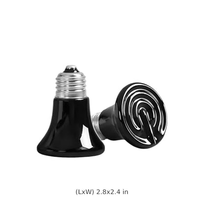 2 Pcs Mini Ceramic Heat Emitter, 75W E26 Socket, Anti-Scald Safe Heating Bulb, Infrared Reptile Heat Lamp, No Light for Pet, Chicken, Lizard, Turtle Brooder Coop Heater