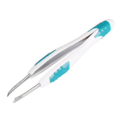 LEADER Tweezers Slant Tip Precision, Easy Grip, Non-Slip Rubber, Stainless Steel, Great Precision for Eyebrows, Facial Hair, Splinter and Ingrown Hair Removal - style: Tweezers