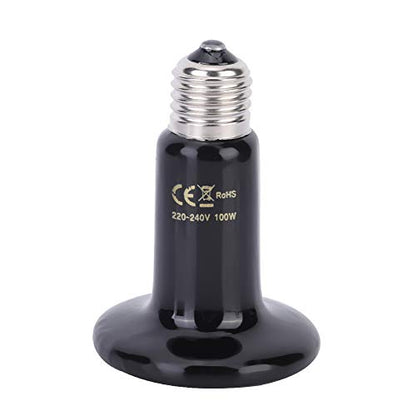 E27 Ceramic Heating Lamp Reptile Animal Pet Ceramic Heat Light Lamp Reptile Heat Bulb for Reptiles Tortoise Chicken Pets Rest 220V 240V(100W)
