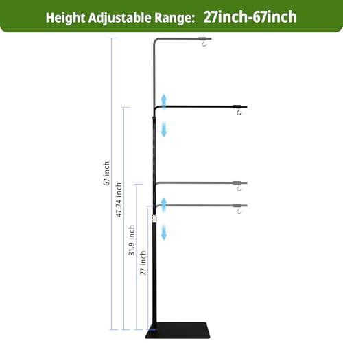 Reptile Heat Lamp Stand 27inch-67inch with 360°Adjustable Swing Arm,Reptile Light Stand Hanging Lamp Holder for Bearded Dragon,Turtle,Snake,Chicks Terrarium - size: 27-67inch