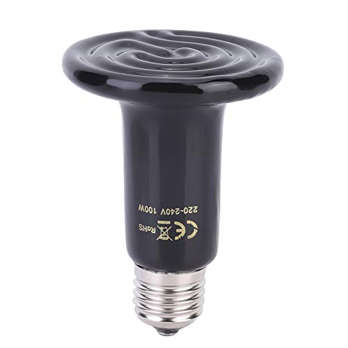 E27 Ceramic Heating Lamp Reptile Animal Pet Ceramic Heat Light Lamp Reptile Heat Bulb for Reptiles Tortoise Chicken Pets Rest 220V 240V(100W)