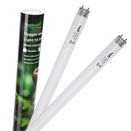 2-Pack UVB Reptile Light 10.0 Bulb 17W T8 Fluorescent Desert Lamp UVA for Bearded Dragon Tortoise Reptile & Amphibian - size: T8 17W 2PCS