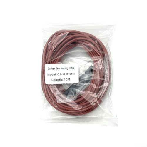 Carbon Fiber Heating Wire, Silicone Infrared Heating Cable, 12K 33 Ohm/M, Far Infrared 8-18UM, 200C Heat Resistant, Red Electric Floor Warmth(10 m) - size: 10 m
