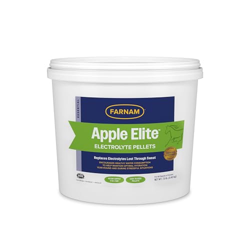 Farnam Apple Elite Electrolyte Supplement for Horses, Replaces Vital Minerals, for Hydration, No Added Sugar, Horse Supplements with Sodium, Potassium, Calcium & Magnesium, 7.5 lb, 40 Day Supply - size: 7.5 pounds