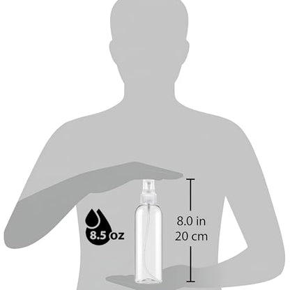 Bar5F Clear Plastic Spray Bottles – 8.5 oz / 250 ml (3-Pack) Refillable Water Spray Bottle Set | Fine Mist Spritzer for Hair, Plants & Beauty Use – Empty Reusable BPA-Free Plastic Bottles Made in USA