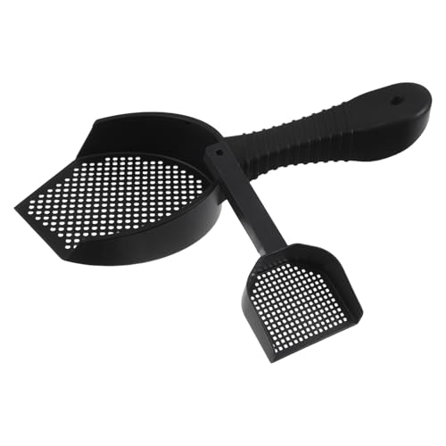 Beavorty 2pcs Cat Litter Box Scoop Set, Sturdy Plastic Slotted Poop Shovel with Small Holes for Fine Litter Sifting, Ergonomic Handle for Easy Cleaning of Cat and Reptile Waste