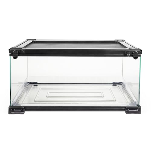 Zilla QuickBuild Reptile 10 Gallon Glass Terrarium Habitat with Bedding Tray For Geckos, Snakes, Lizards, Frogs, Turtles, and Tortoises, 20" x 12" x 10" - size: 20x12x10