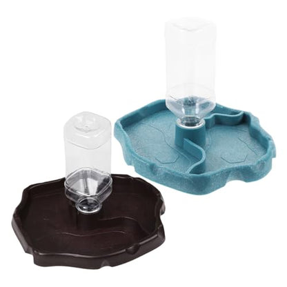 ABOOFAN Automatic Reptile Waterer Tortoise Water Dish with Reservoir Portable Lizard Water Bowl for Terrarium Tank and Bearded Dragon Hydration