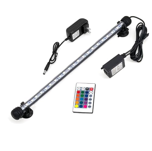 15 inch RGB Aquarium Lights, Underwater Fish Tank Lights IP68 Waterproof Color Changing Adjustable Memory Submersible Remote Control Aquarium Tank Lights - size: 15 Ihcn