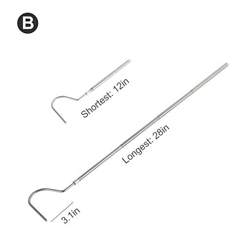 WACOOL 2 in 1 Collapsible Snake Hook, Adjustable Snake Tong Snake Grabber Cather Stick Handheld Pick-up Tool, 2 Hooks Suitable for Small Snake & Large Snake Catching Controlling Moving