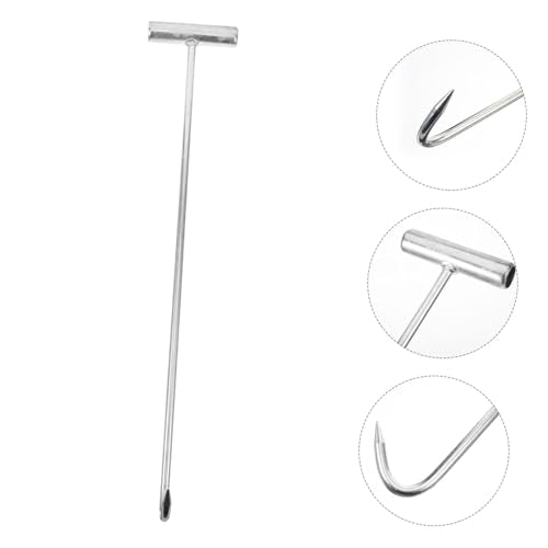 Garneck Roller Shutter Door Hook 50cm Long Manhole Cover Lifter T-Shaped Stainless Steel Hook Easy to Use