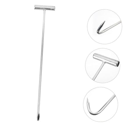 Garneck Roller Shutter Door Hook 50cm Long Manhole Cover Lifter T-Shaped Stainless Steel Hook Easy to Use