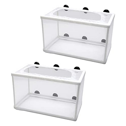 Anxingo 2 Pack Fish Tank Breeder Net,Fish Isolation Breeding Hatching Box, Plastic Frame Hatching Box Separation Net Breeding Box with Suction Cup for Aquarium