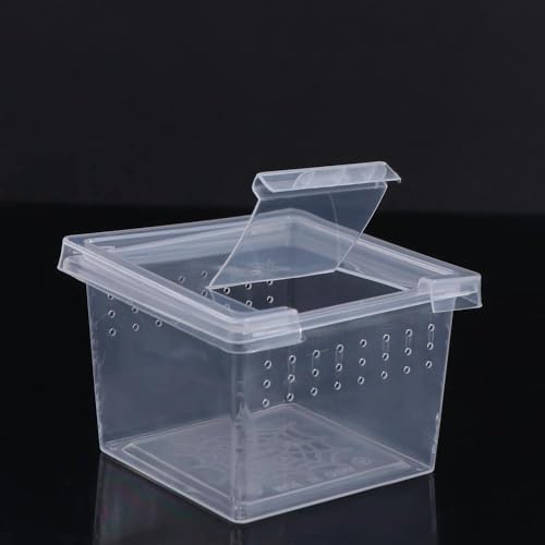 Small Reptile Breeding Box for Reptiles Small Snake Turtle Spiders Geckos Frogs Breeding Box Case Feeding Hatching Container Transparent(B) - style: B