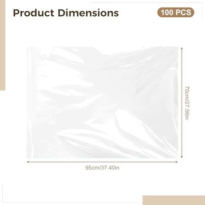 100 Pcs Rabbit Cage Liners, 37.5 x 27.5 in / 95 x 70 cm Disposable Plastic Films, Leak-Proof Cage Liners for Guinea Pig, Hamster, and Small Animals, Transparent
