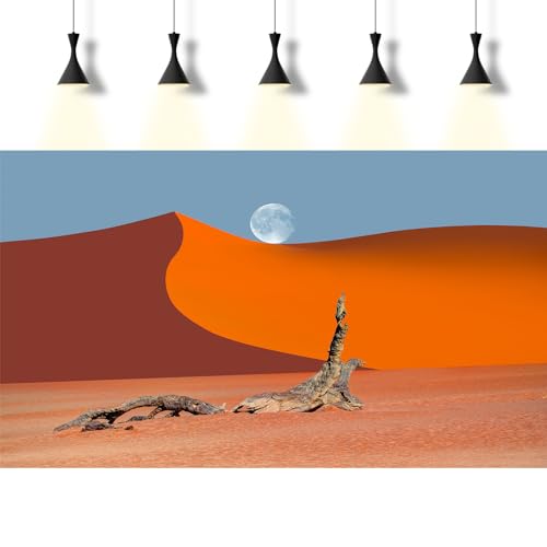 Desert Reptile Tank Background Majestic Desert View Terrarium Background Dead Trees Desert Sand Dune Full Moon Reptile Habitat Background Gobi Desert Aquarium Background Fish Tank Background 24x12in - size: 24(W)x12(H)inches/ 60(W)*30cm(H)