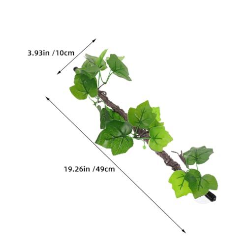 Healifty 2pcs Reptile Climbing Branch Artificial Flexible Jungle Vines with Suction Cup, Decorative Plastic Green Leaves, Low Maintenance Enclosure Decoration for Gecko and Lizard Terrarium