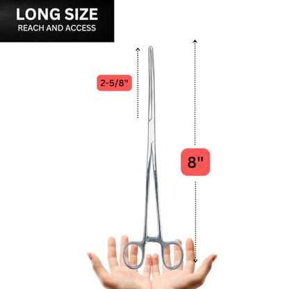 ADROIT 8" Curved Tip Hemostat Forceps | Stainless Steel Design | Small Teeth On Jaws | Locking Mechanism Built in | Great for Sewing, Fishing, Jewelry Making - size: 8", style: Curved