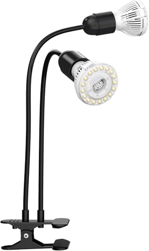 SANSI LED Grow Lights for Indoor Plants, 300W Full Spectrum Gooseneck Clamp Grow Lamp, 20W Power Plant Light with High PPFD for Seeding, Lifetime Free Bulb Replacement Plant Lights for Indoor, 2 Head - size: 2 Head 1 Pack