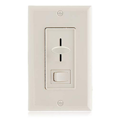 Maxxima LED Dimmer Electrical Light Switch, Almond, 3-Way/Single Pole Use | 600 Watt Max, LED and Incandescent Compatible, Wall Plate Cover Included - color: Almond