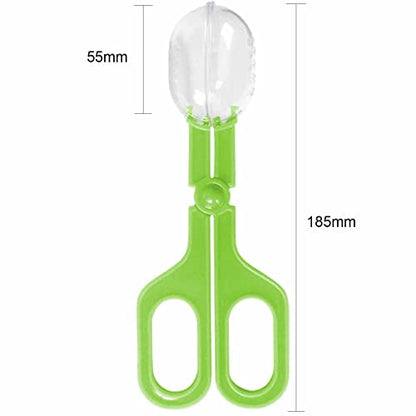 Reptile Feeding Clamp Reptile Poop Scoop Cage Fish Tank Cleaning Tools Green Feeding Tool Feeding Clamp Litter Clamp for Gecko Lizard Bearded Dragon
