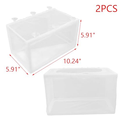 MY MIRONEY 2PCS 10.24" x 5.91" x 5.91" Fish Tank Breeder White Nylon Fish Incubator Mesh Box Aquarium Fish Fry Hatchery Breeder with Suction Cups - style: 10.24" x 5.91" x 5.91"; White; without Divider