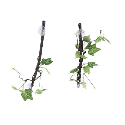4PCS Jungle Climber Vines Flexible Reptile Leaves, Reptile Corner Branch Branch Terrarium Plant Decoration with Suction Cups for Amphibian Lizard Snake Climbing