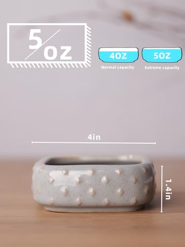 2 Pcs Ceramic Reptile Food Bowl, Mini Reptile Feeder, Anti Escape Feeder for Lizard, Anoles, Chameleon, Bearded Dragon, Gecko, Square (Farmhouse Grey) - color: Farmhouse Grey