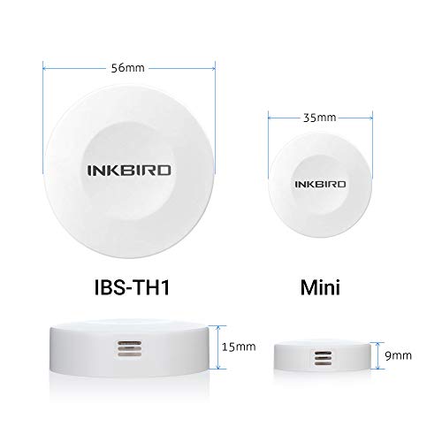 Inkbird Thermometer and Hygrometer Smart Sensor Data Logger with Waterproof External Probe Magnet for Android and iOS, for Food Storage Brewing Reptiles Instrument IBS-TH1(Battery not Included) - size: IBS-TH1+Probe.