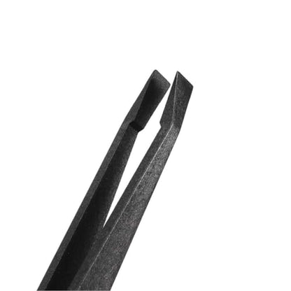 Black Plastic Slant Flat Tip Anti-static Tweezers 4.7 Inch Length 6pcs
