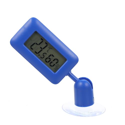 Hemobllo Mini Reptile Terrarium Thermometer with Rotating Night Light Suction Cup Digital Temperature Humidity for Turtle Lizard Aquarium Boxes Safe Touch